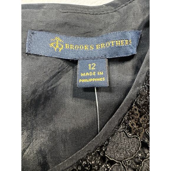 Brooks Brothers Sequin Bodice Sheath Dress Black Classic Cocktail SZ 12 - Picture 6 of 11